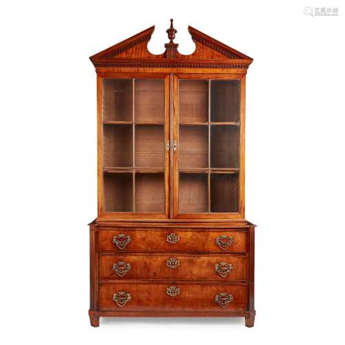 A DUTCH MAHOGANY BOOKCASE ON CHEST LATE 18TH C…