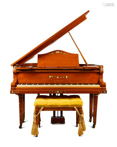 An Edwardian Allingham Maple Baby Grand Piano
