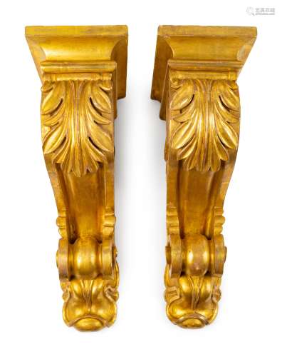 A Pair of English Neoclassical Style Carved Giltwood