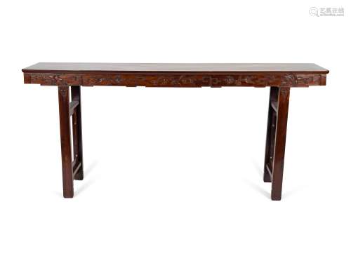 A Chinese Carved Hardwood Altar Table Height 38 1/2 x