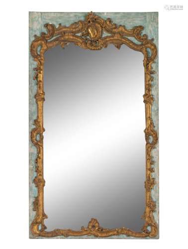 A Louis XV Painted and Parcel-GiltTrumeau Mirror Height