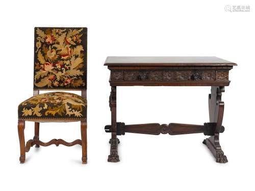 A Spanish Colonial Style Carved Walnut Desk and