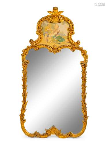 A Louis XV Style Giltwood Trumeau Mirror Height