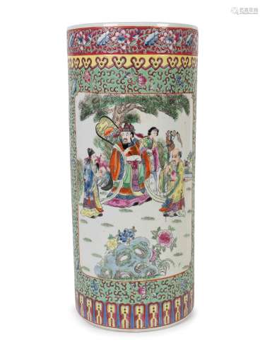 A Chinese Export Famille Rose Porcelain Umbrella Stand