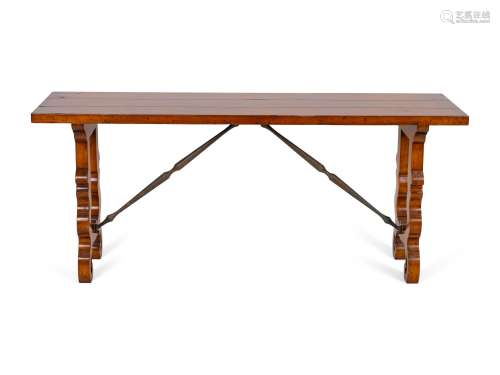 A Spanish Iberian Style Trestle Table Height 28 x width