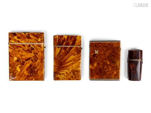 Three Regency Tortoiseshell Card Cases and an