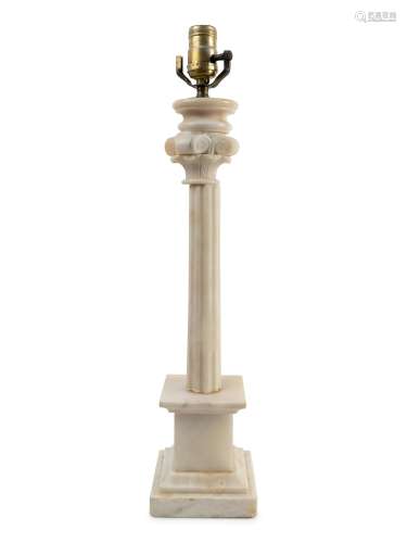 A Columnar Style Alabaster Table Lamp Height 20 1/2