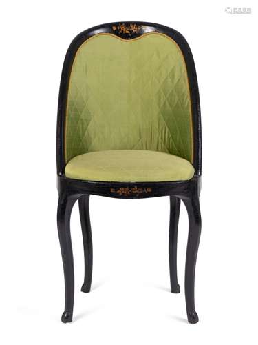 An Edwardian Black and Gilt Lacquer Lady's Chair Height