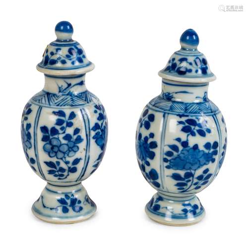 A Pair of Miniature Blue and White Chinese Porcelain