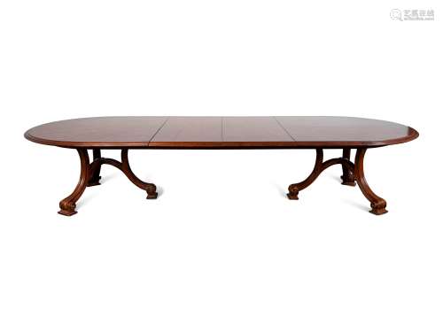 An Italian Carved Walnut Two Pedestal Dining Table