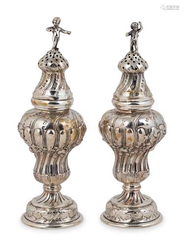 A Pair of German .800 Silver Muffineers Height 7 1/2 x