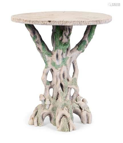 A Faux Bois Cast Concrete Table in the Manner of Diane