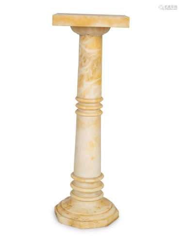 An Alabaster Pedestal Height 31 1/2 x top 11 inches