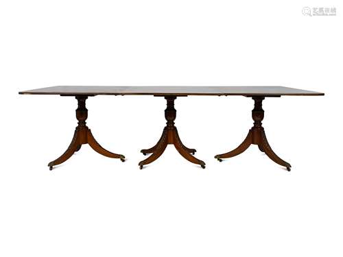 A Regency Style Mahogany Three Pedestal Dining Table