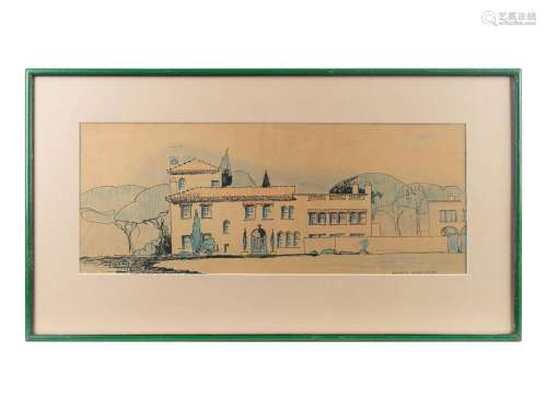 A Set of Three Architectural Sketches by Marion Sims