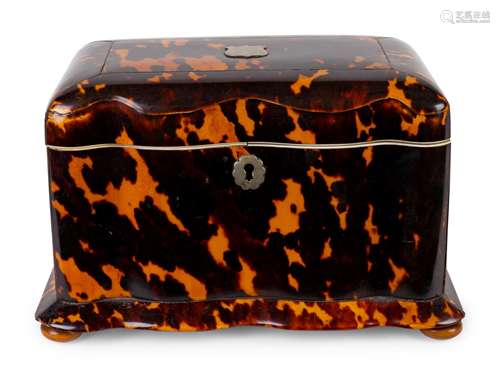 A Victorian Tortoiseshell Tea Caddy Height 5 x width 8