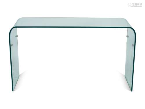 A Modern Italian Curved Glass Sofa Table Height 27 x