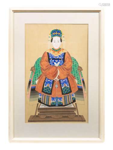 A Pair of Chinese Ancestor Portraits of a Court Lady