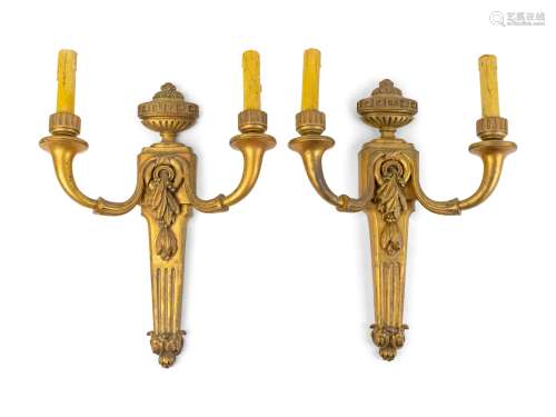 A Pair of Neoclassical Style Gilt Bronze Two-Light
