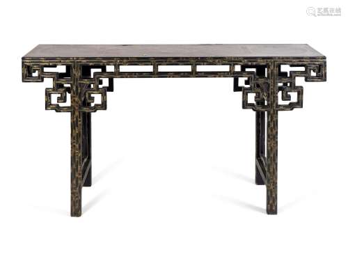 A Chinese Green Lacquer and Parcel Gilt Altar Table