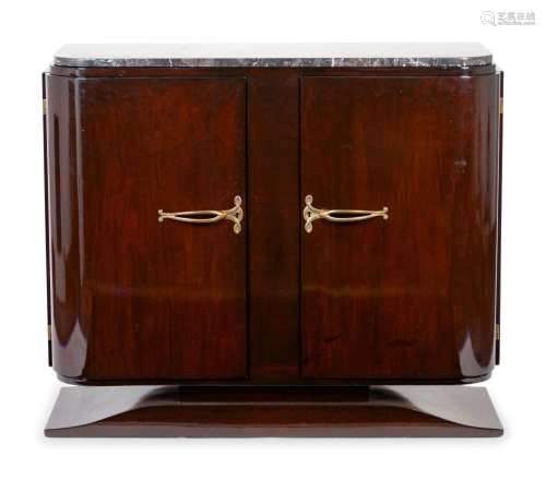A French Art Deco Rosewood Marble Top Cabinet Height 39