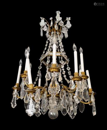 A Louis XVI Style Baccarat Cut Crystal and Bronze