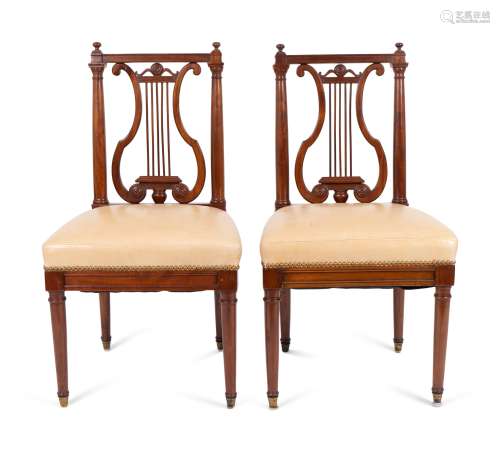 A Set of Six Louis XVI Mahogany Lyre Back Side Chairs