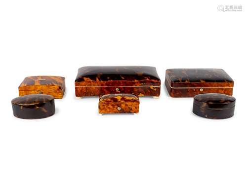 A Collection of Six Small Tortoiseshell and Celluloid