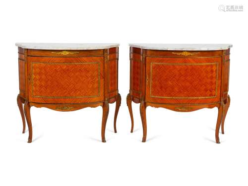 A Pair of Louis XV/XVI Transitional Style Marble