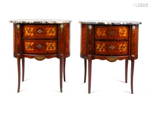 A Pair of Louis XV/XVI Transistional Style Parquetry