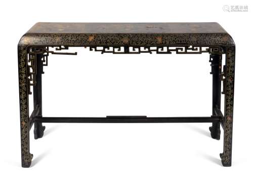 A Chinese Black and Gilt Lacquer Console Table