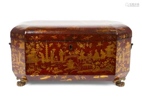 A Chinese Export Black and Gilt Chinoiserie Lacquered