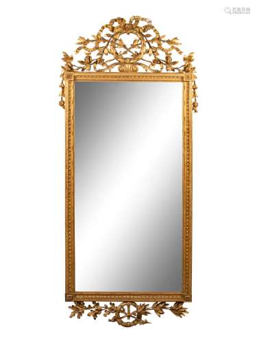 A Louis XVI Style Giltwood Mirror Height 70 1/2 x width