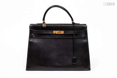 HERMÈS Paris. Sac KELLY Sellier 35 Box noir Garniture métal ...