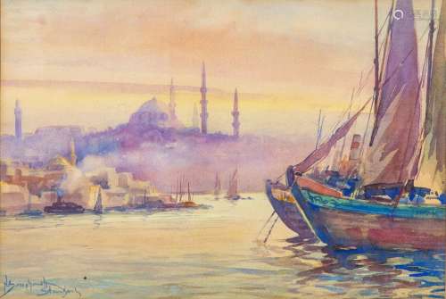 Nikolaï SARAPHANOFF (XIXe-XXe siècle). Istanbul. Aquarelle s...