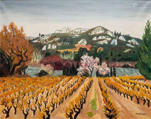 Yves BRAYER (1907-1990). Printemps dans les vignes. Huile su...