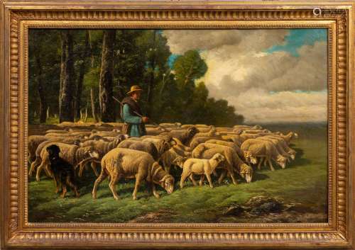 Charles Ferdinand CERAMANO (1829-1909). Berger et ses mouton...