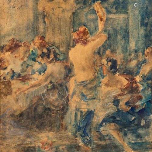 Gabriel GRIFFON (1866-1938). Danseuse au tambourin. Aquarell...
