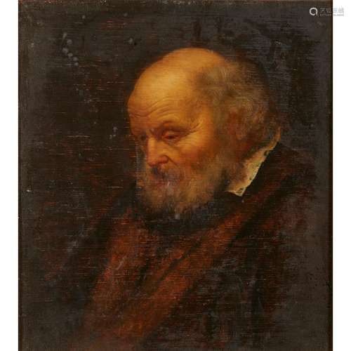 ATTRIBUTED TO BALTHASER DENNER PORTRAIT OF AN ELDERLY