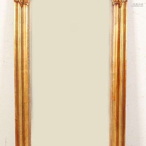 Miroir de salle doré avec couronne et verre miroir à facette...