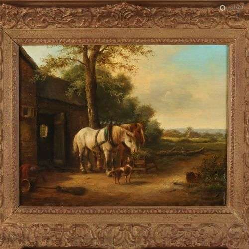 C. Hoevenaar. 1847 - 1884. Ecurie avec des chevaux au repos ...