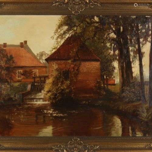 Frans Baayens. 1896 - 1970. Moulin à eau de Twente. Huile su...