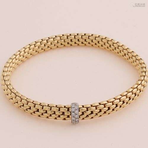 Bracelet en or jaune, 750/000, bracelet flex it avec diamant...