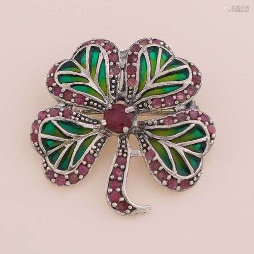 Pendentif/broche en argent, 925/000, en forme de fleur, déco...