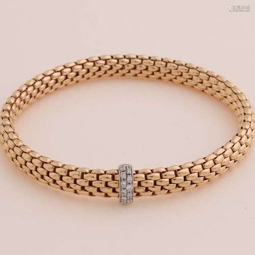 Bracelet en or rose, 750/000, bracelet flex it avec diamant,...