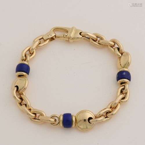 Bracelet en or jaune, 750/000, avec lapis lazuli. Bracelet à...