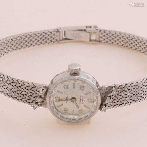 Montre dame en or blanc, 585/000, avec diamant. Montre avec ...