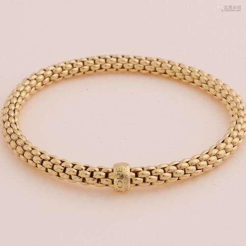 Bracelet tressé en or jaune, 750/000, flex it. Marqué Fope m...