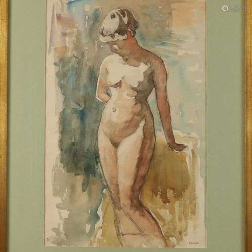 C. Kloos. 1895 - 1976. Nu féminin. Aquarelle sur papier. Dim...