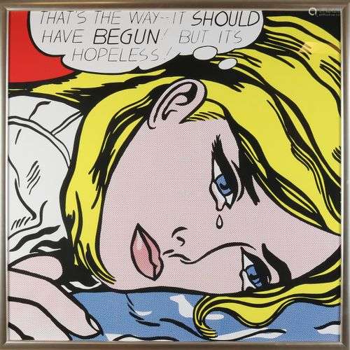 Roy Lichtenstein. Femme en pleurs. Lithographie sur papier. ...